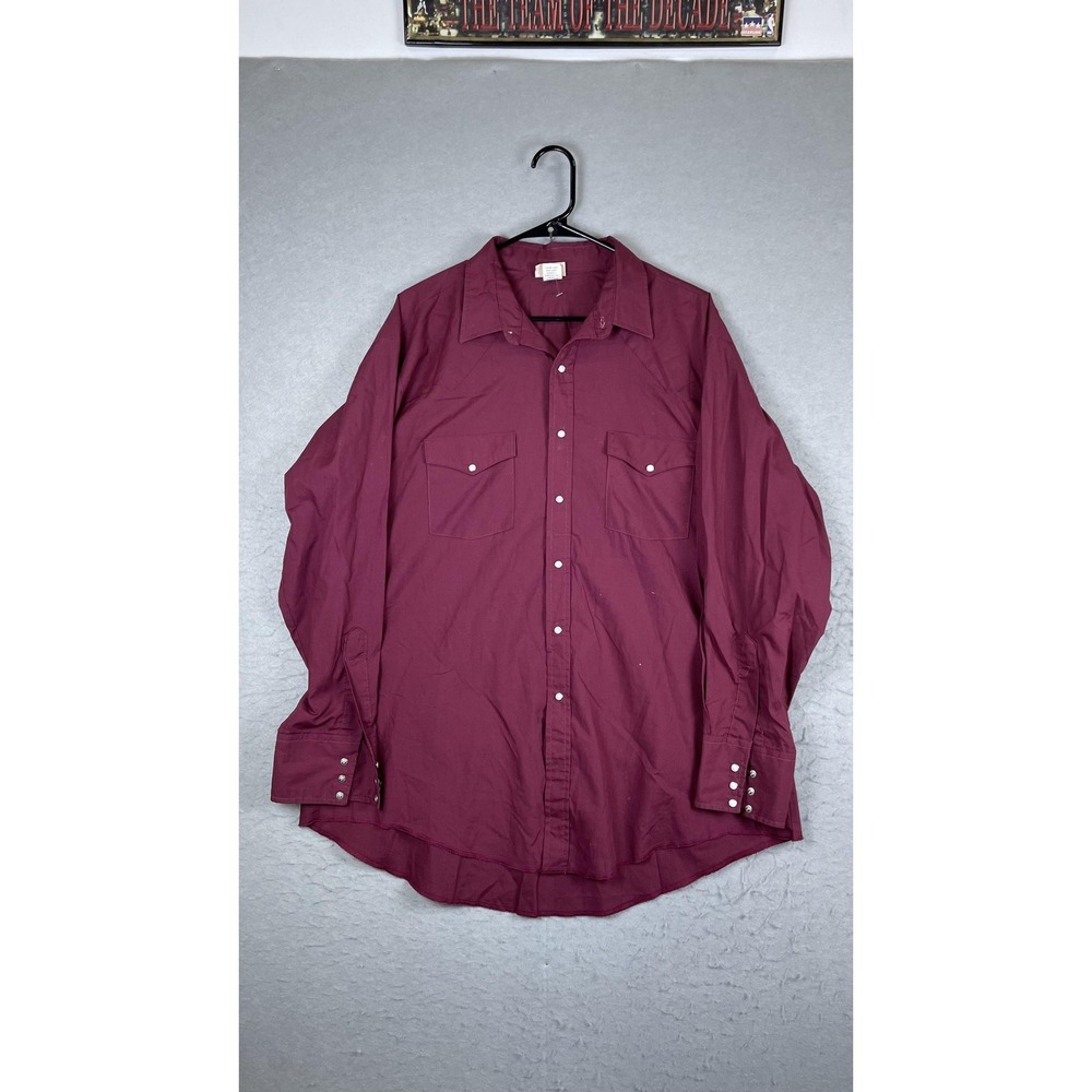 Saddlebrook Shirt Mens XL Red Solid Long Sleeve Western Snap Button Front Casual